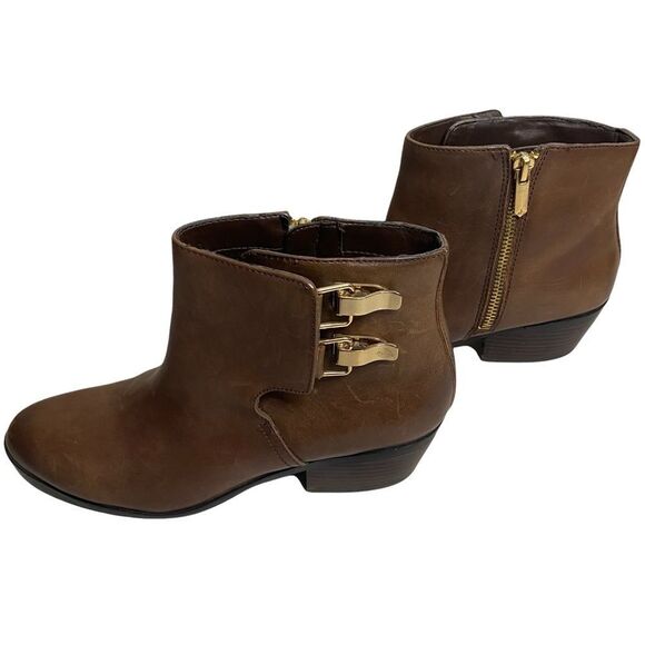 SAM EDELMAN PETER LEATHER ANKLE BOOTS BROWN - Picture 4 of 11